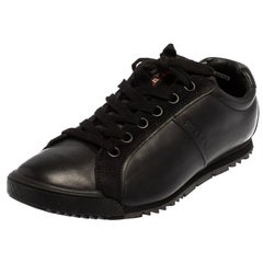 Prada Sport Black Leather And Suede Low Top Sneakers Size 40.5