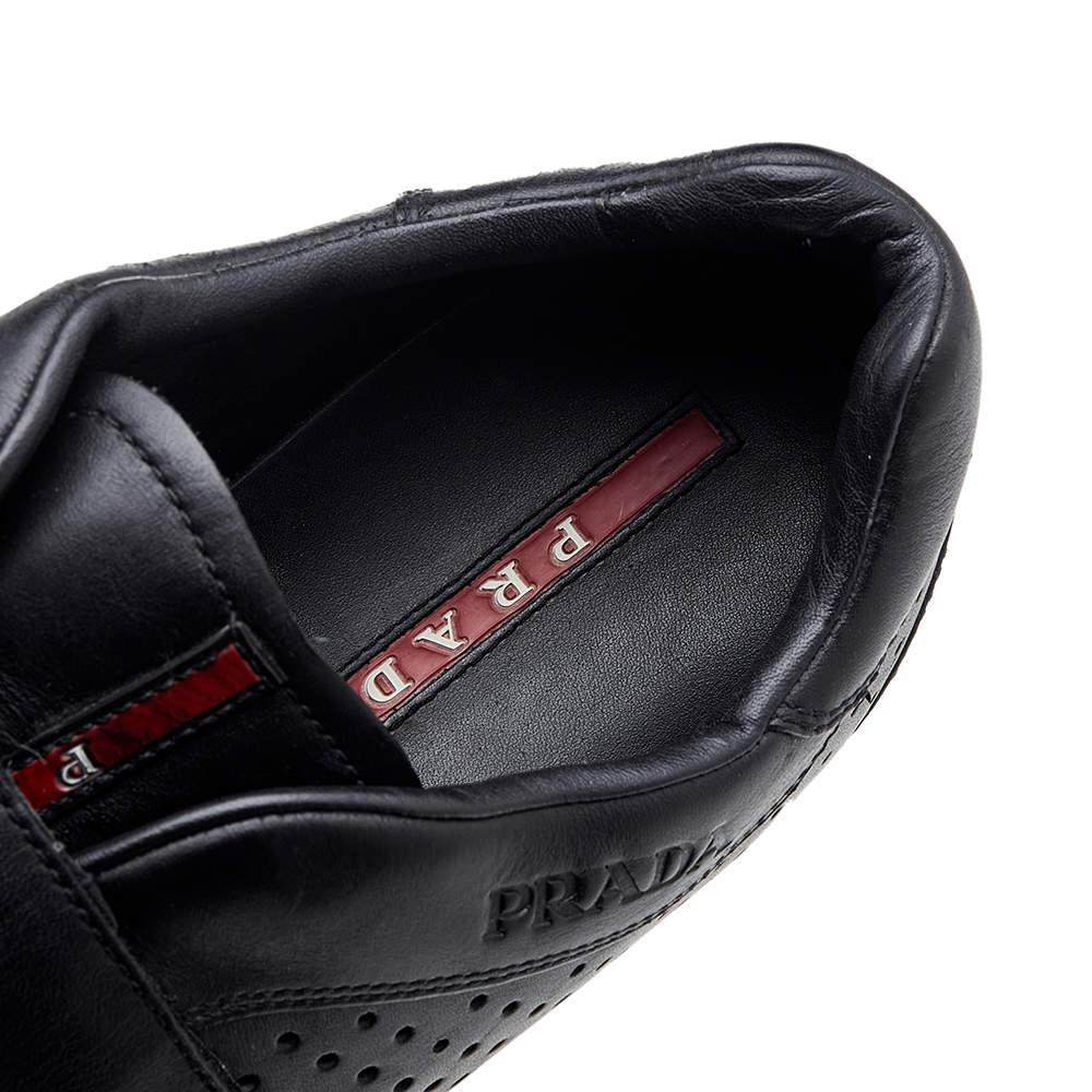 Prada Sport Black Leather Double Velcro Strap Slip On Sneakers Size 46 3