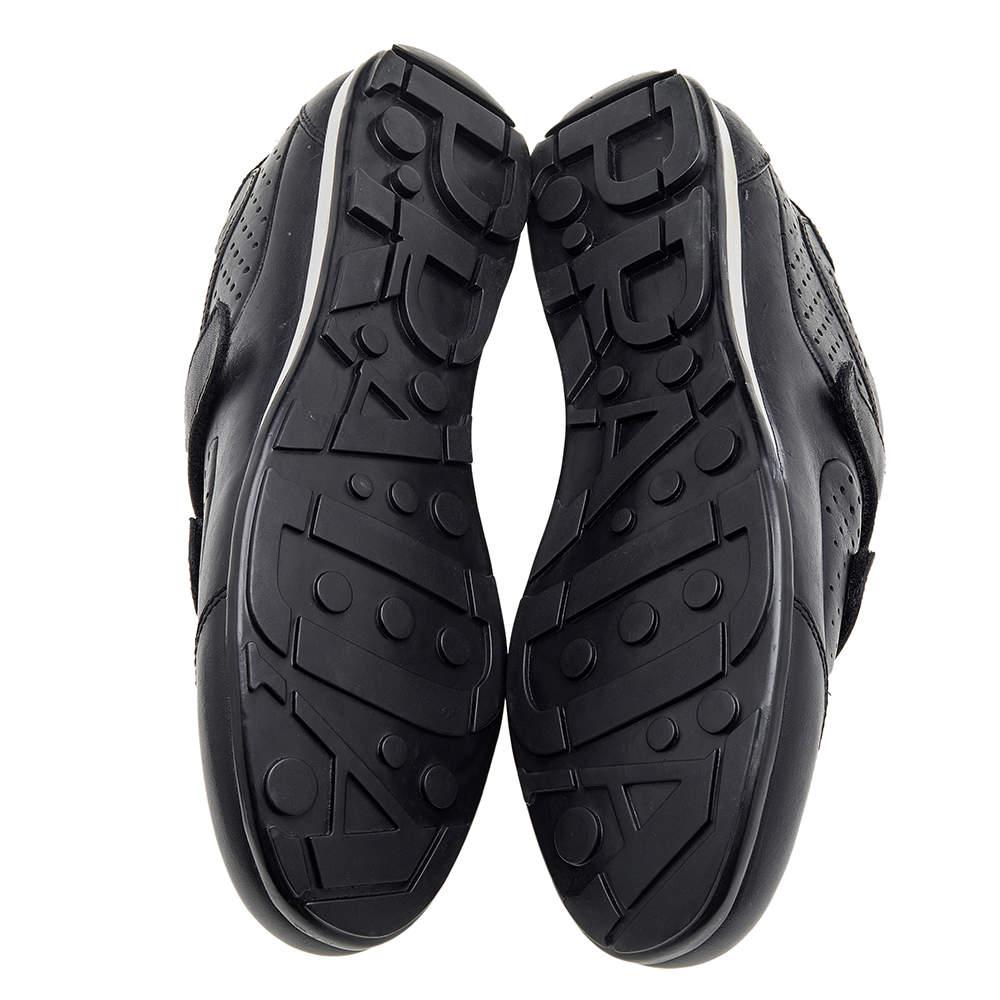 Prada Sport Black Leather Double Velcro Strap Slip On Sneakers Size 46 4