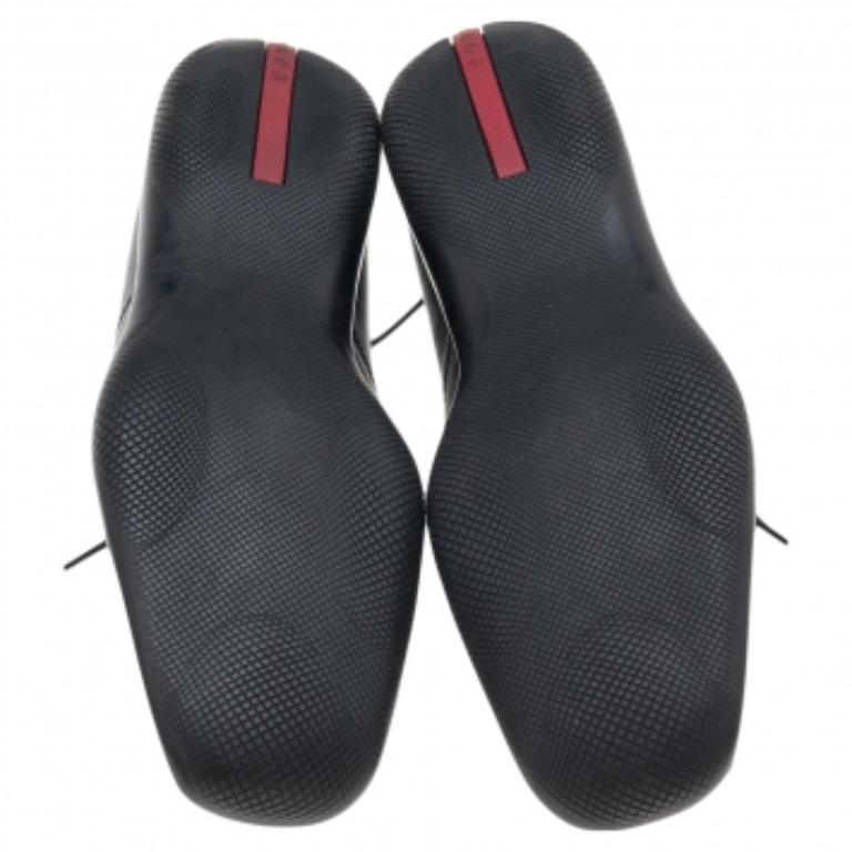 Prada Sport Black Leather Lace Up Derby Size 43.5 For Sale 3