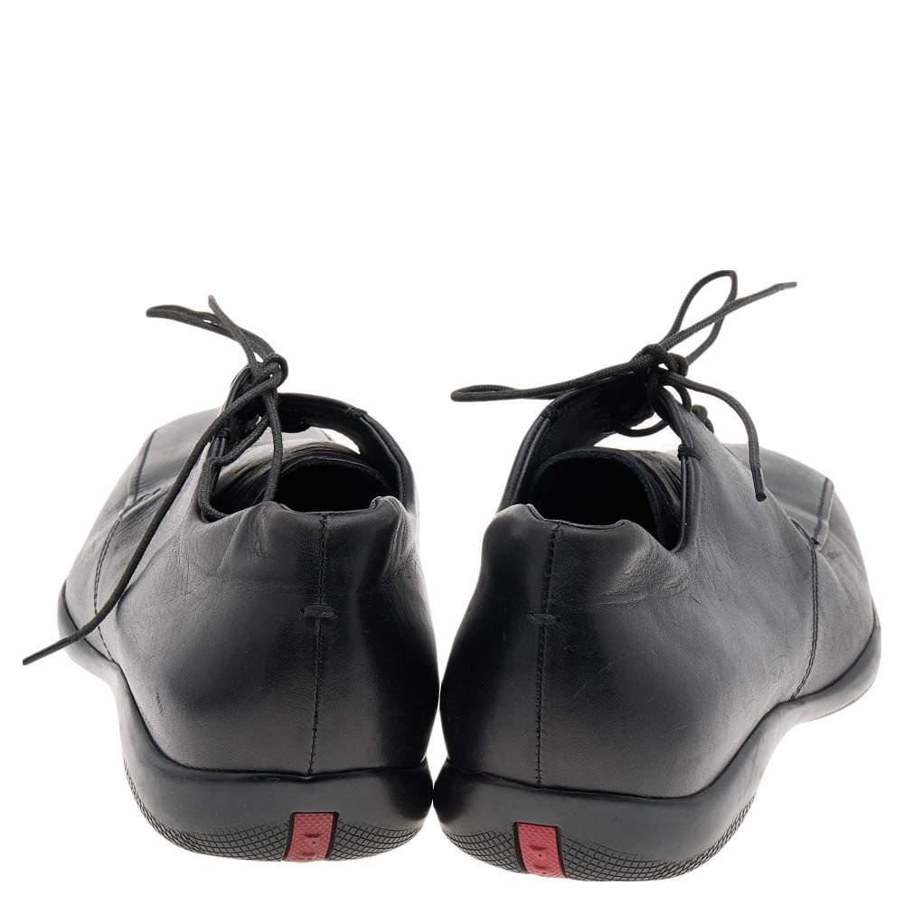 Prada Sport Black Leather Lace Up Derby Size 43.5 For Sale 3