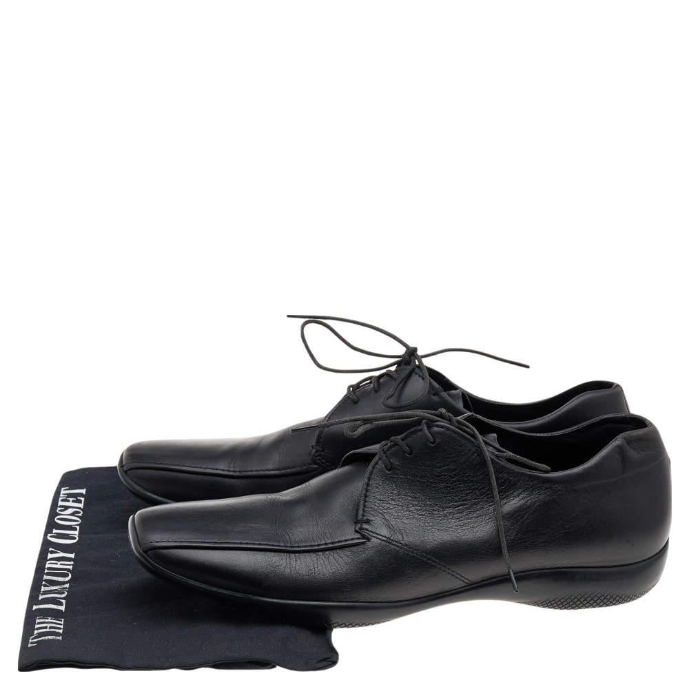 Prada Sport Black Leather Lace Up Derby Size 43.5 For Sale 4
