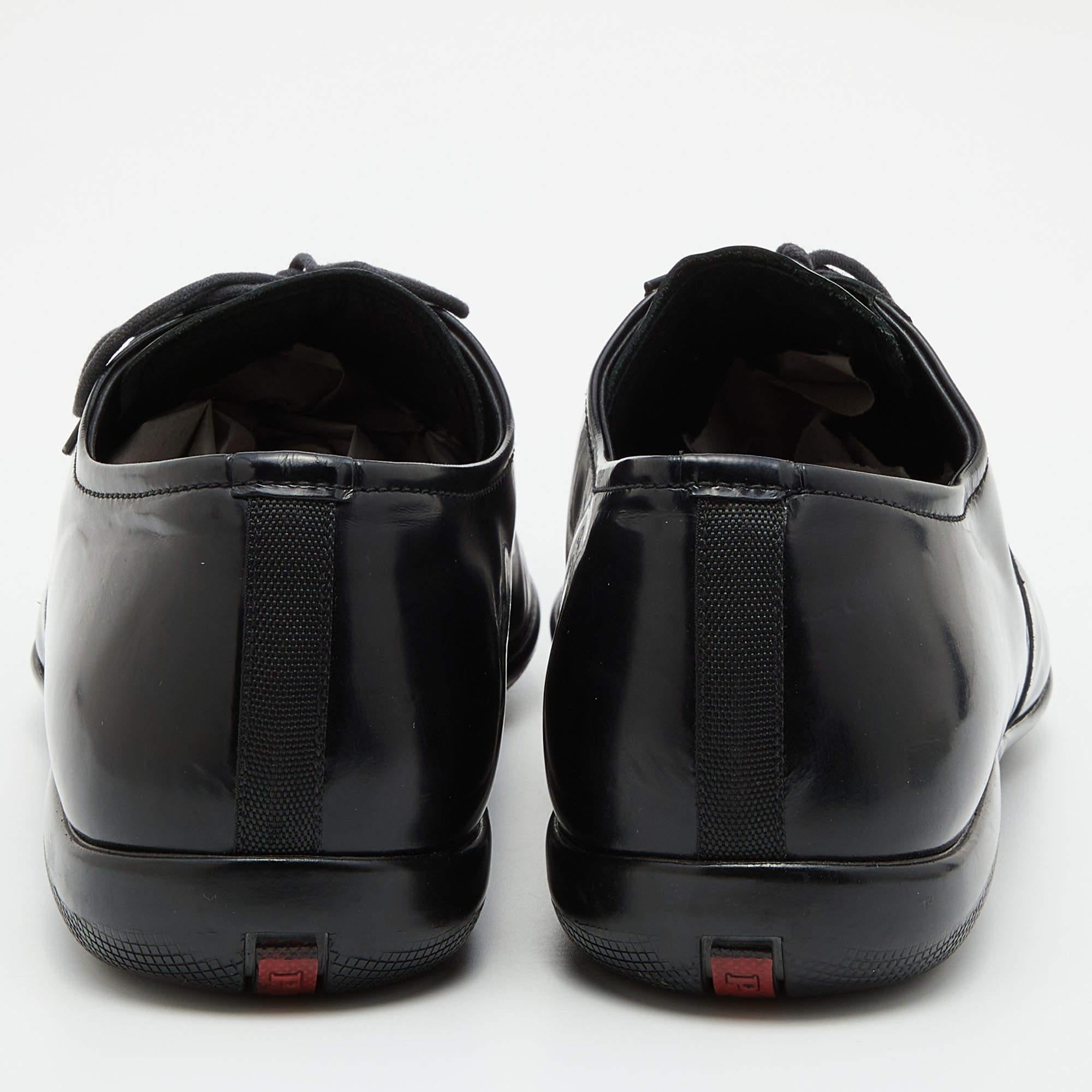 Prada Sport Black Leather Lace Up Oxfords Size 45 In Good Condition In Dubai, Al Qouz 2