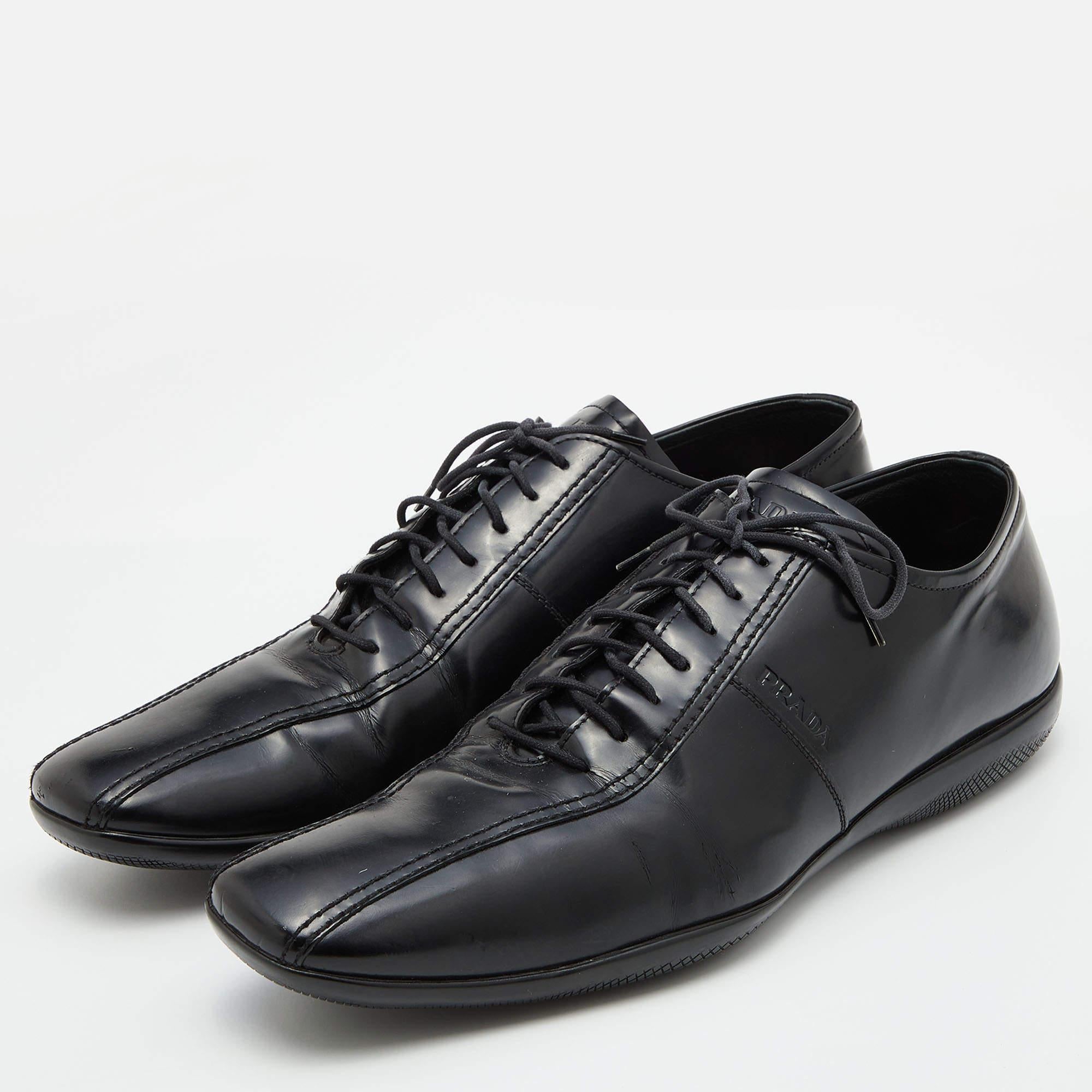 Men's Prada Sport Black Leather Lace Up Oxfords Size 45