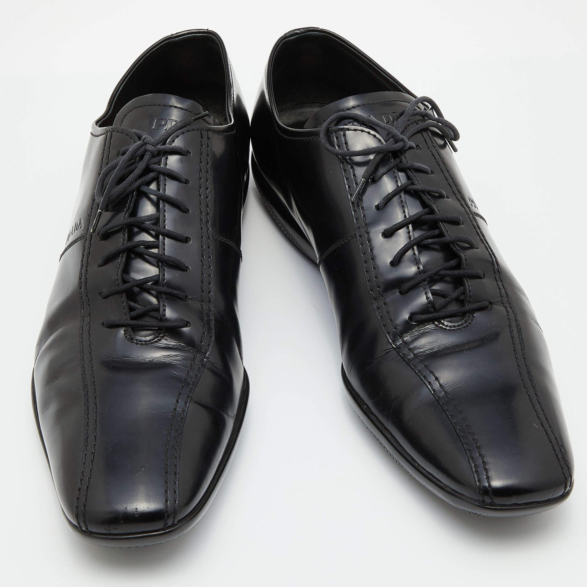 Prada Sport Black Leather Lace Up Oxfords Size 45 1