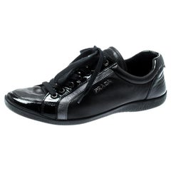 Prada Sport Black Leather Lace Up Sneakers Size 37