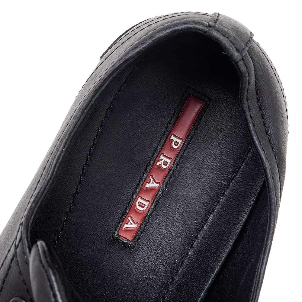 Prada Sport Black Leather Low Top Sneakers Size 35 For Sale 1