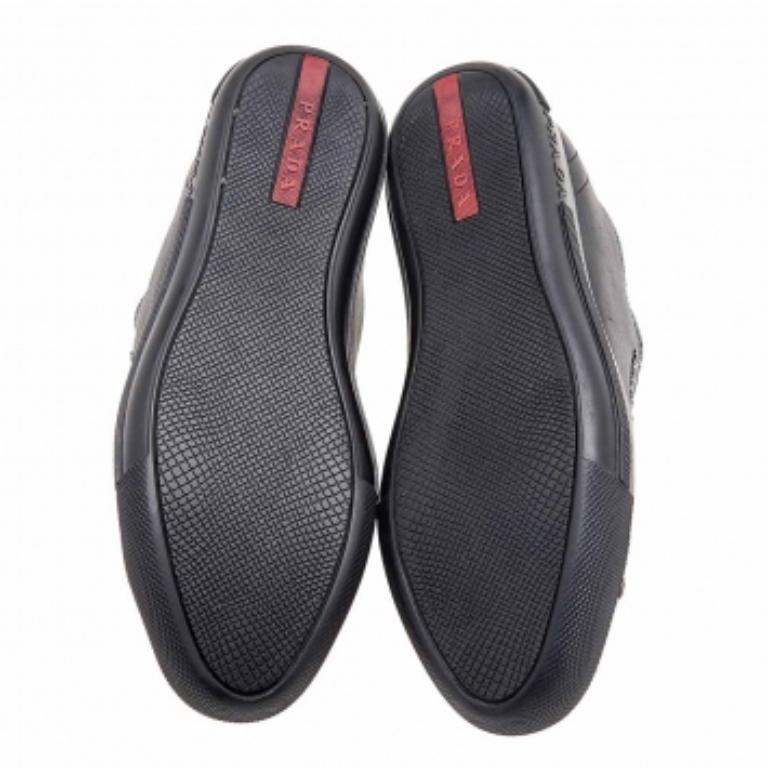 Prada Sport Black Leather Low Top Sneakers Size 35 For Sale 3