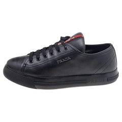 Prada Sport Black Leather Low Top Sneakers Size 35