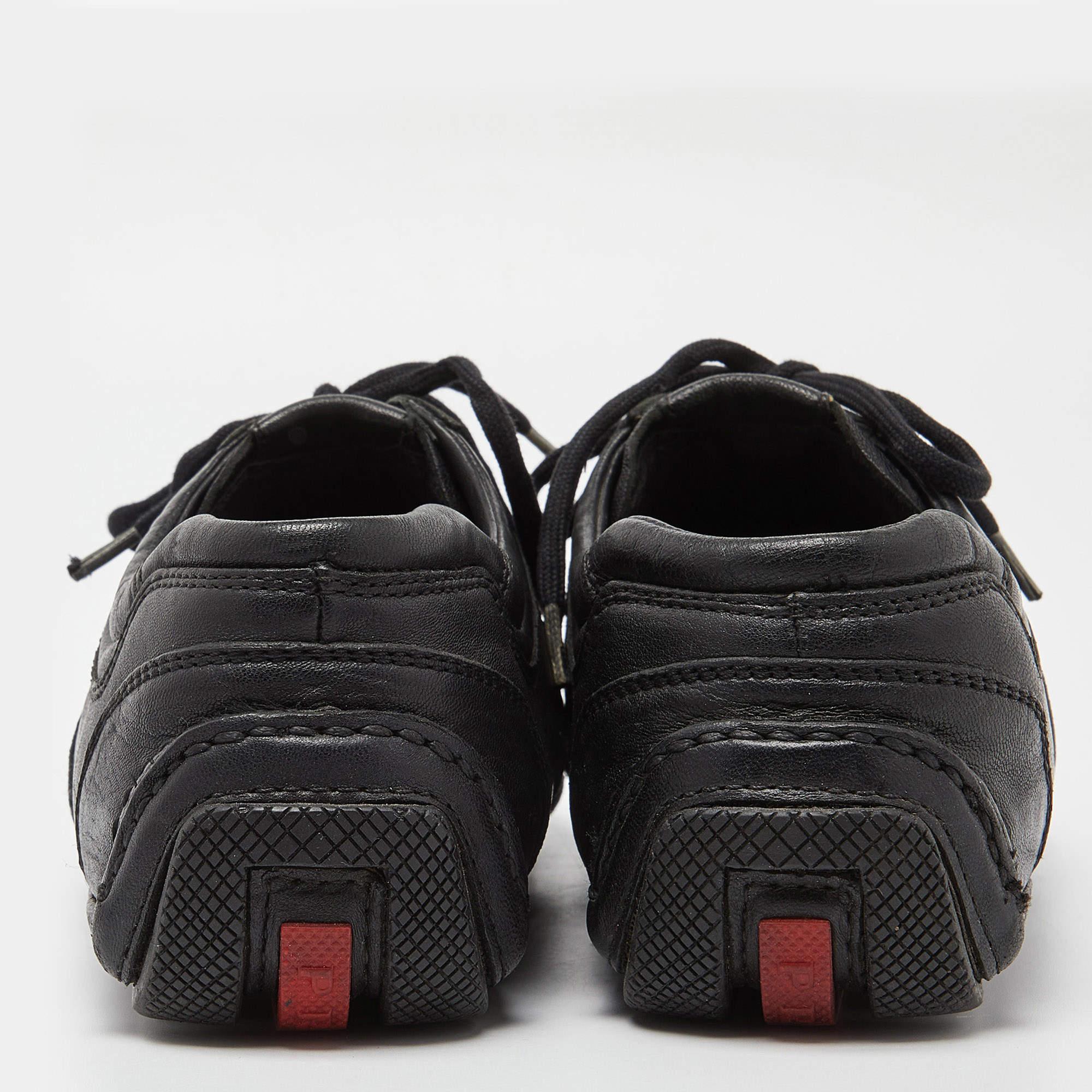 Prada Sport Black Leather Low Top Sneakers Size 40 2