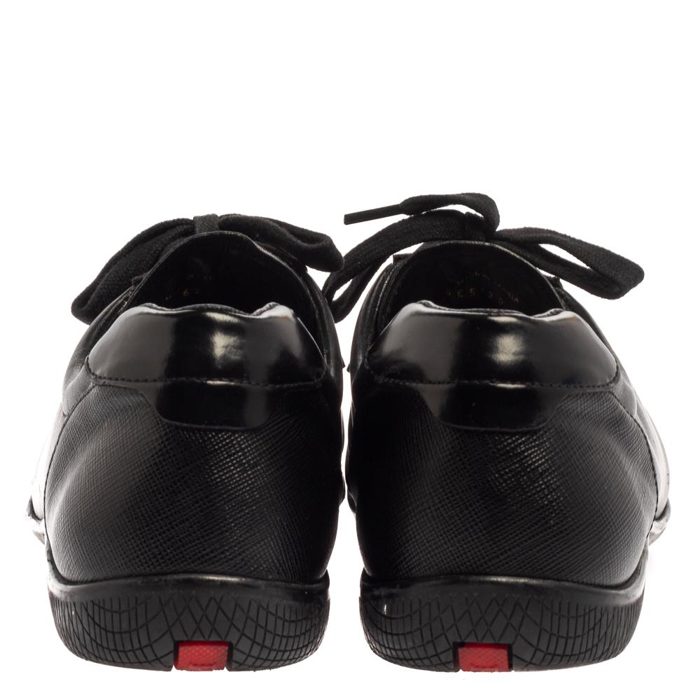 Men's Prada Sport Black Leather Low Top Sneakers Size 41