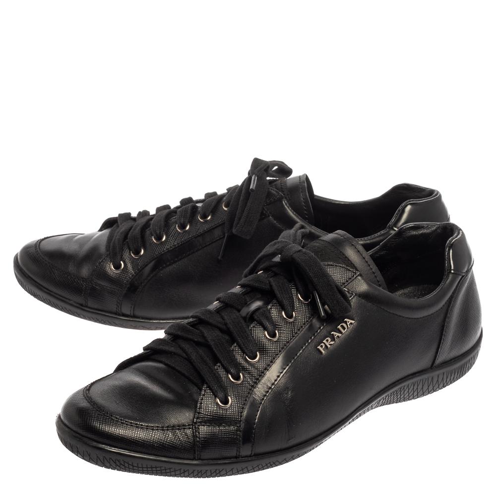 Prada Sport Black Leather Low Top Sneakers Size 41 1