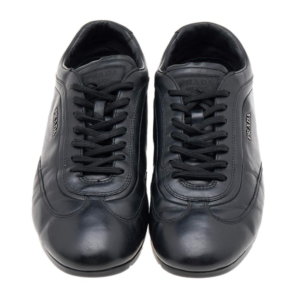 Men's Prada Sport Black Leather Low Top Sneakers Size 43