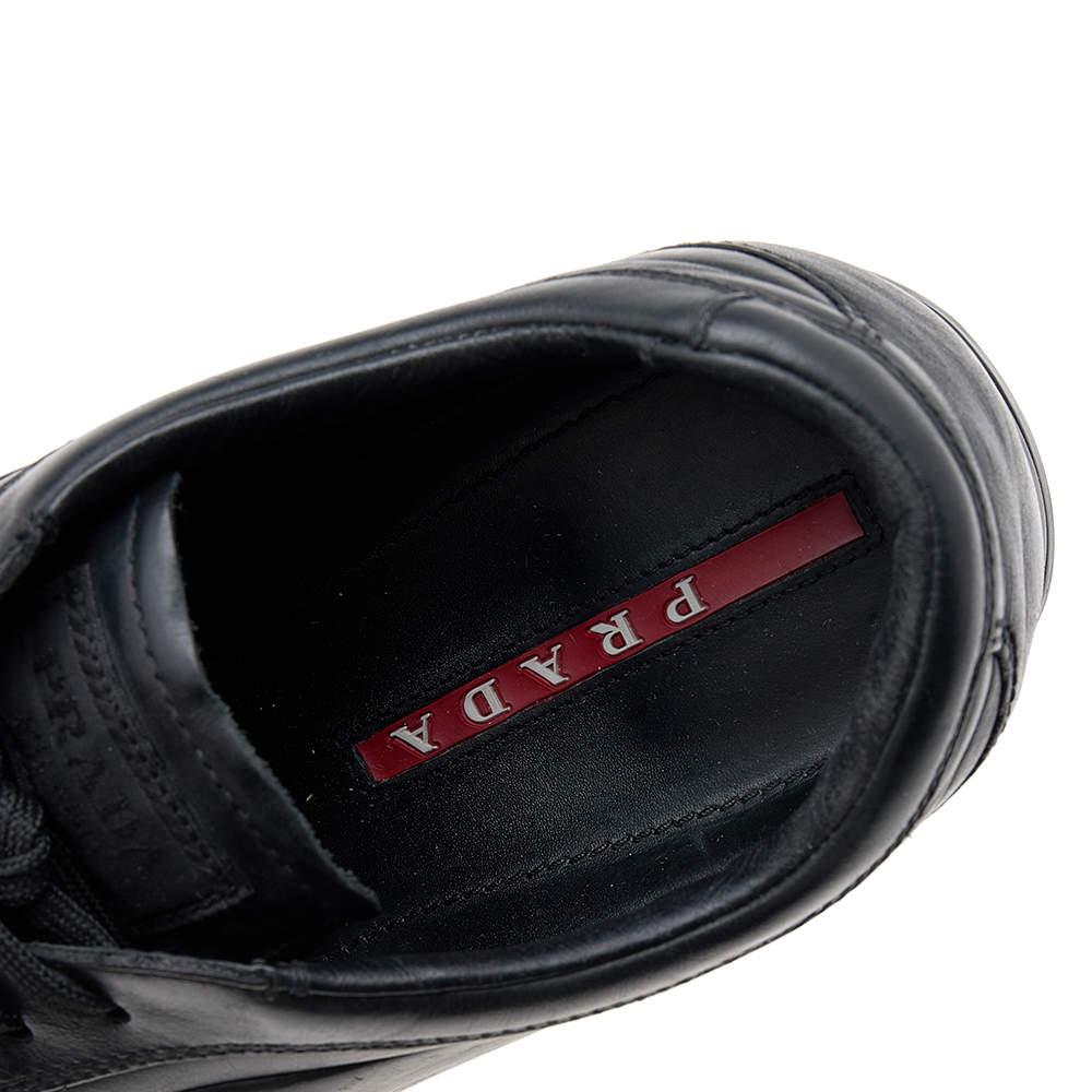 Prada Sport Black Leather Low Top Sneakers Size 43 1