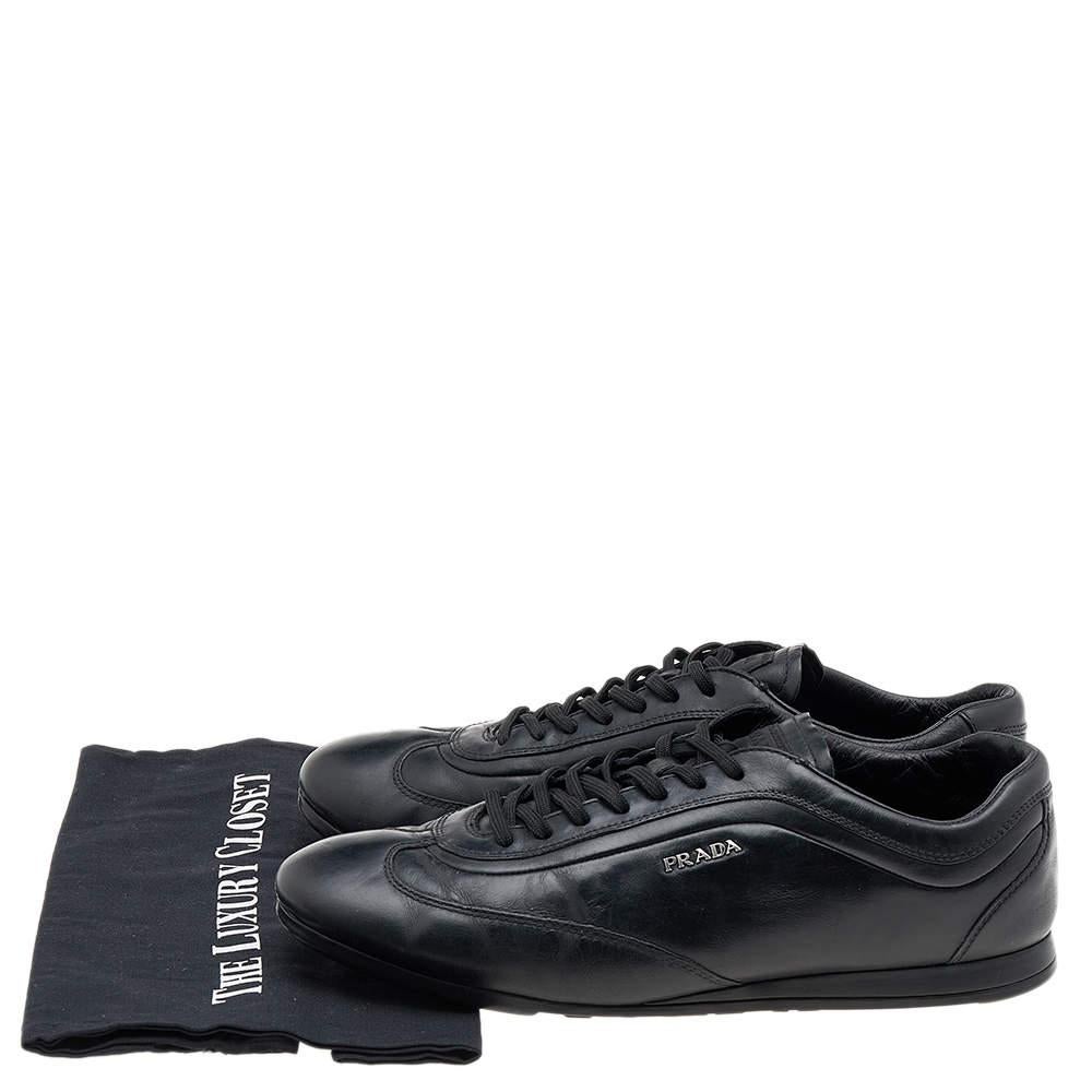 Prada Sport Black Leather Low Top Sneakers Size 43 5