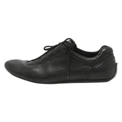Prada Sport Black Leather Low Top Sneakers Size 43