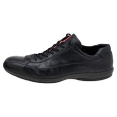 Used Prada Sport Black Leather Low Top Sneakers Size 43