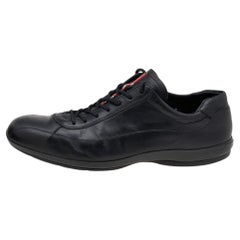 Prada Sport Black Leather Low Top Sneakers Size 43