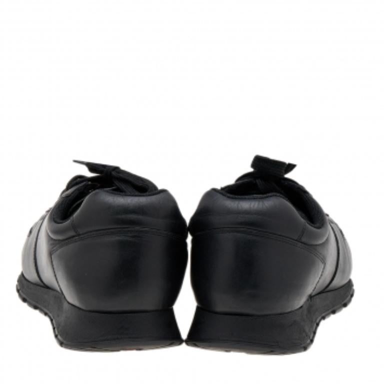 Prada Sport Black Leather Low Top Sneakers Size 43.5 For Sale 2