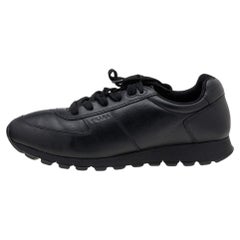 Used Prada Sport Black Leather Low Top Sneakers Size 43.5