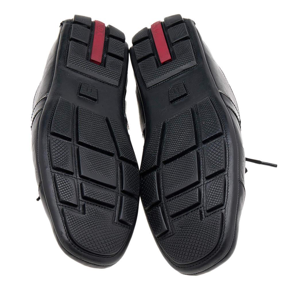 Men's Prada Sport Black Leather Low Top Sneakers Size 45