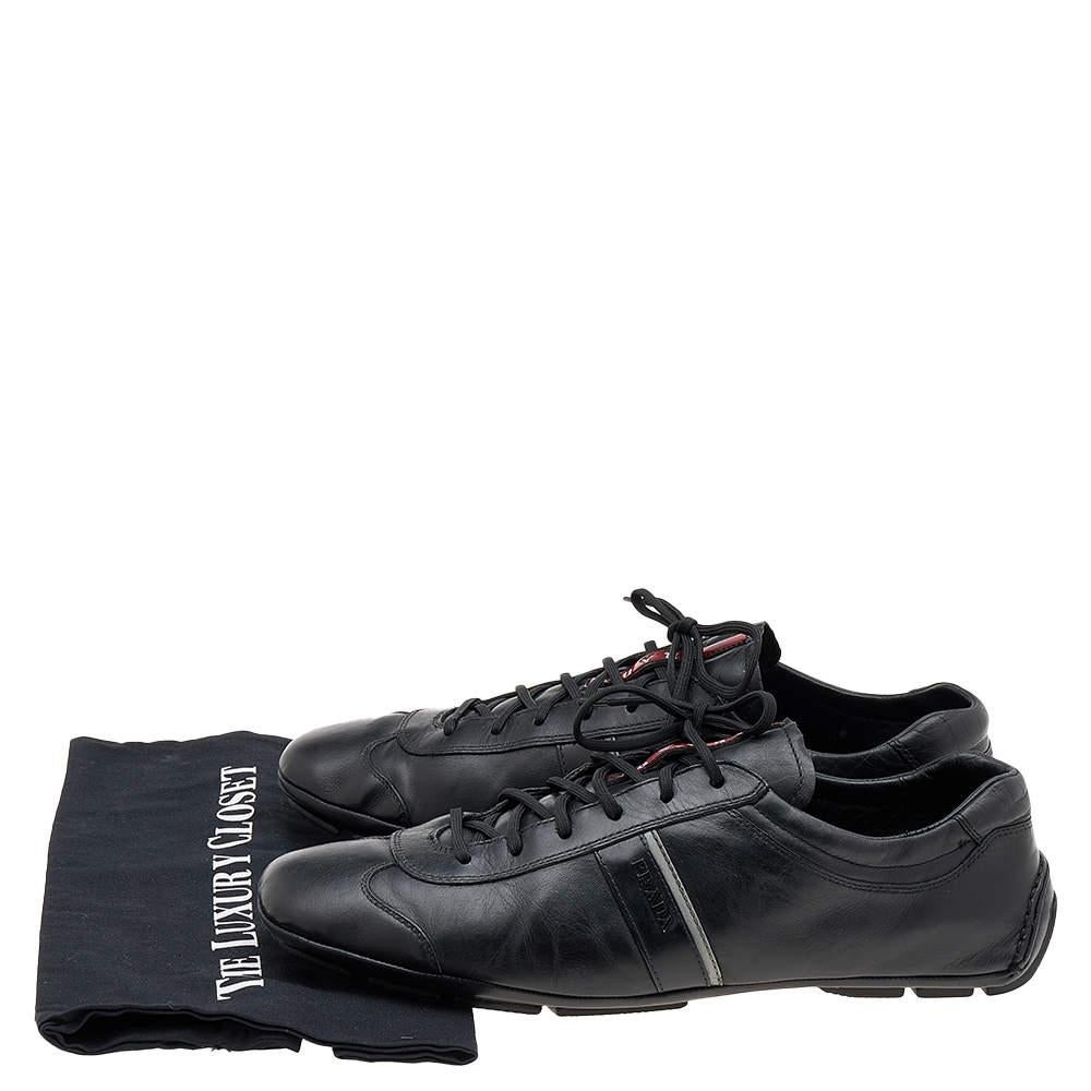 Prada Sport Black Leather Low Top Sneakers Size 45 5