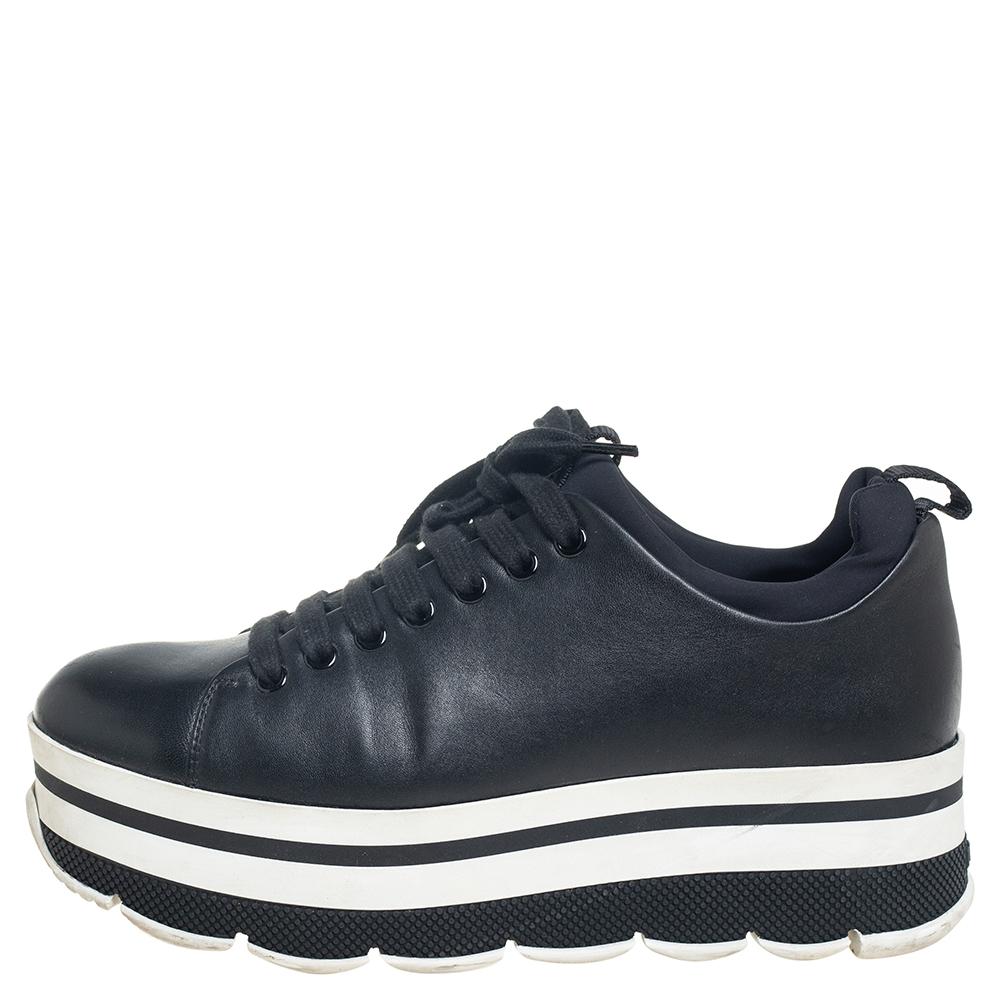 prada black platform sneakers