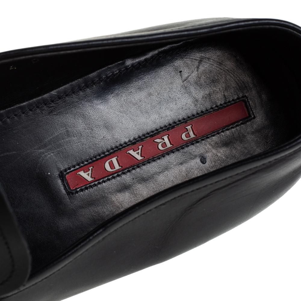 Prada Sport Black Leather Sip On Loafers Size 43 1