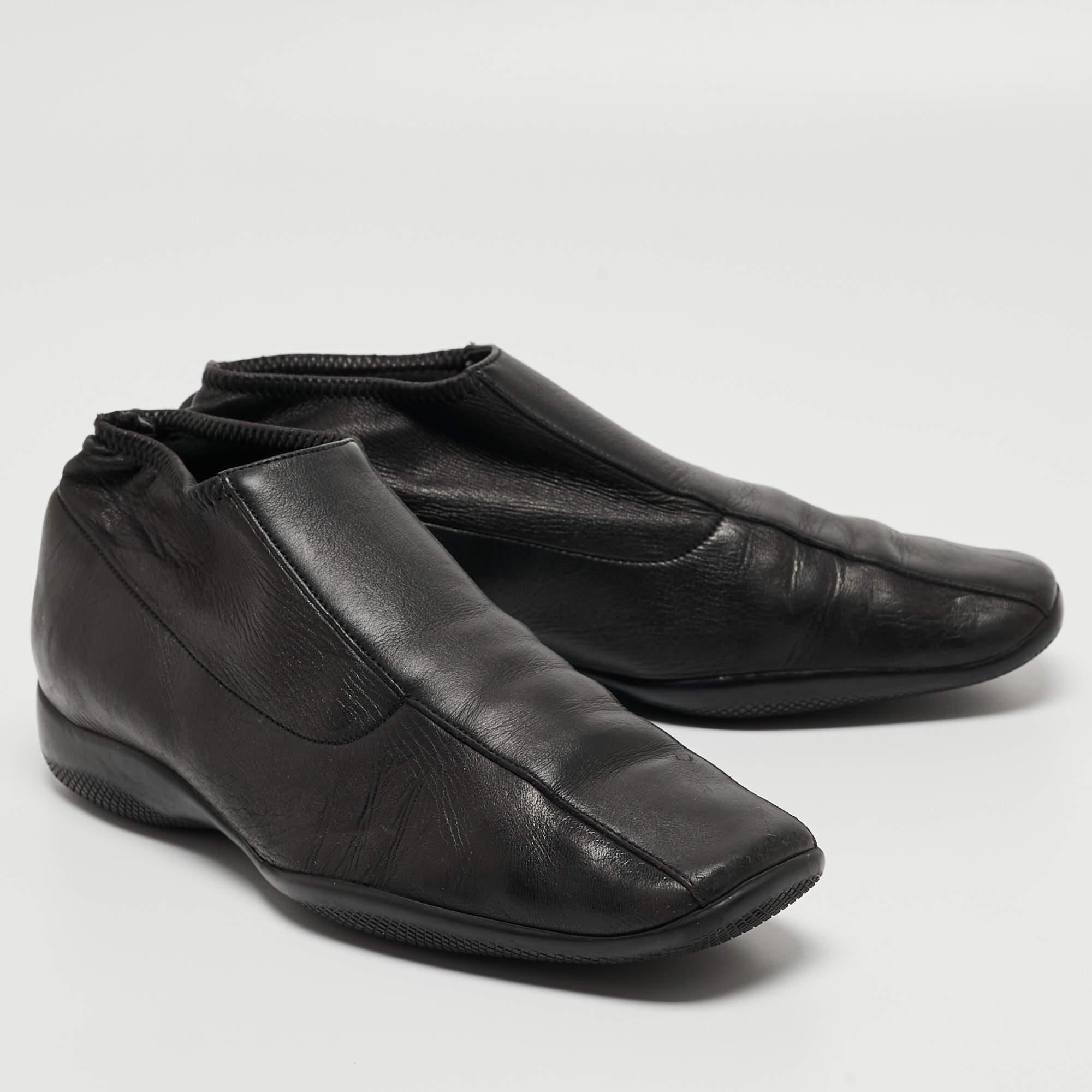 Women's Prada Sport Black Leather Slip On Loafers Size 38