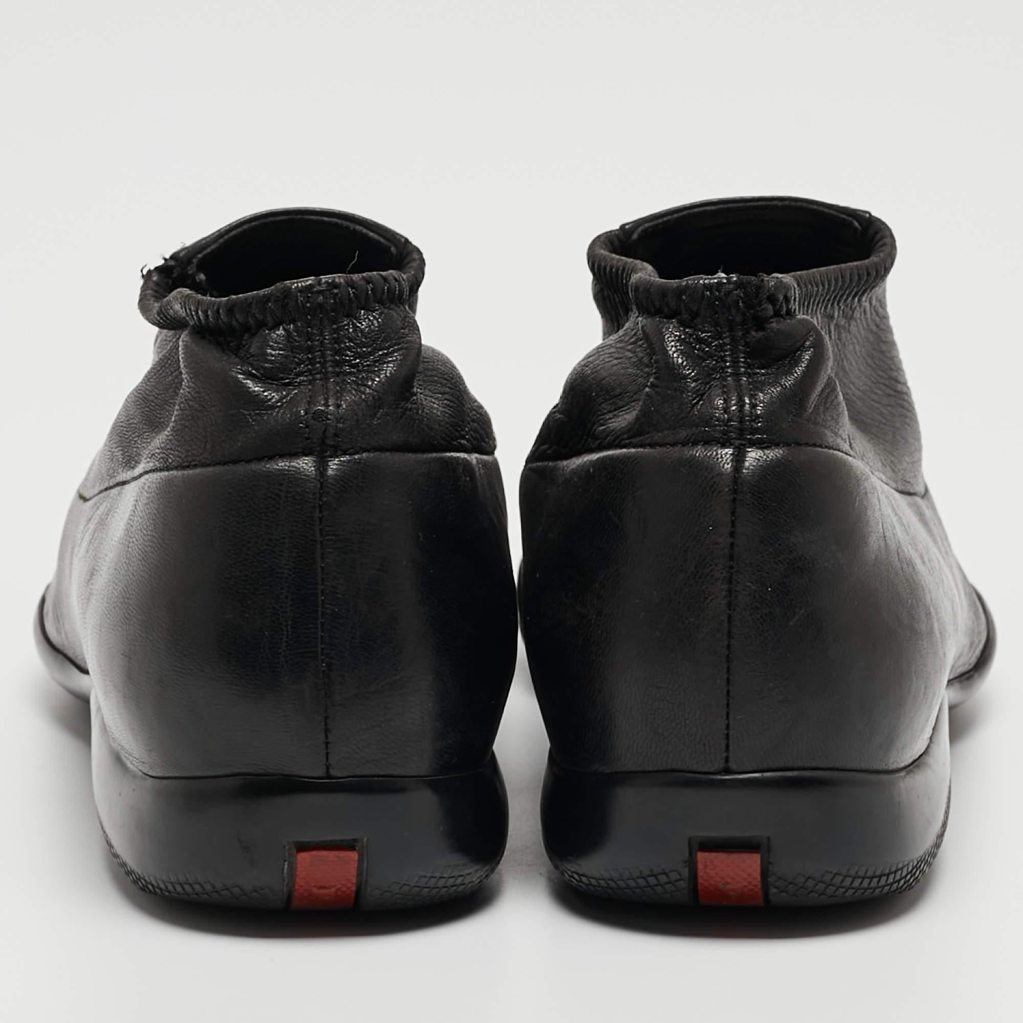 Prada Sport Black Leather Slip On Loafers Size 38 1