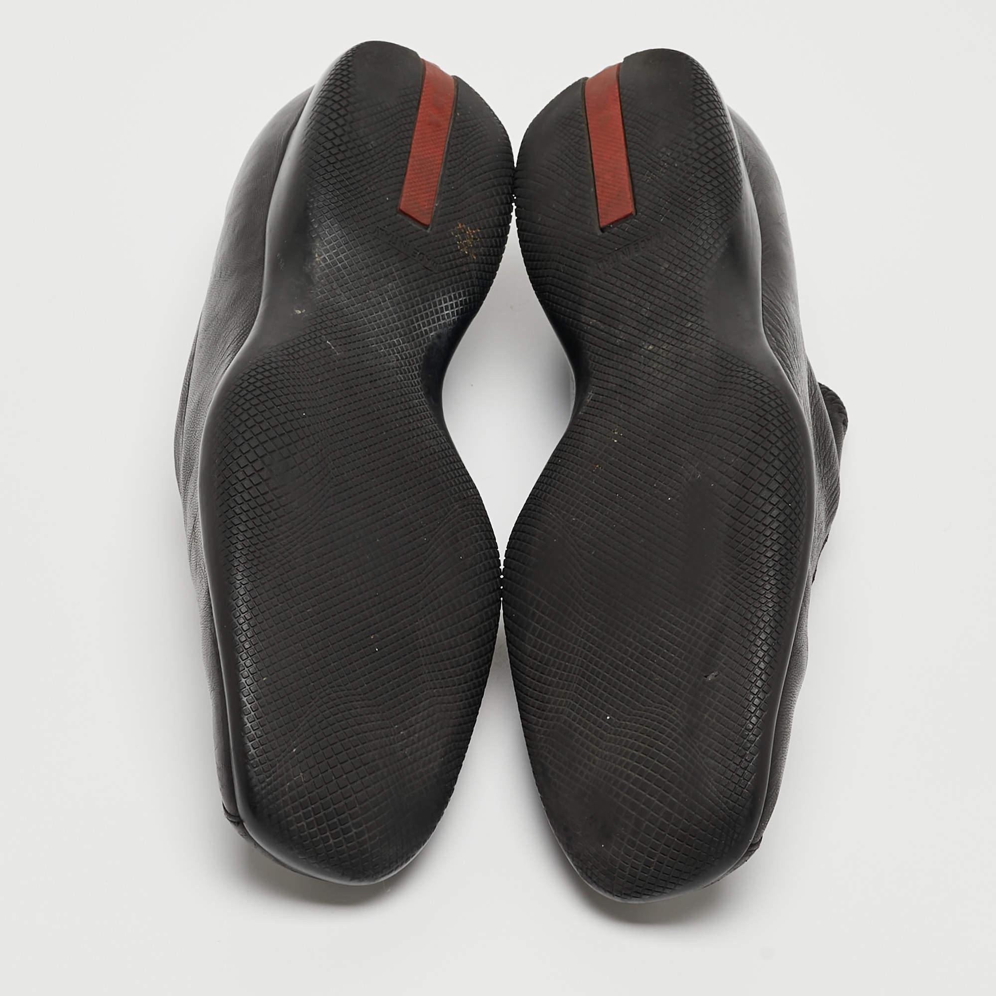 Prada Sport Black Leather Slip On Loafers Size 38 2