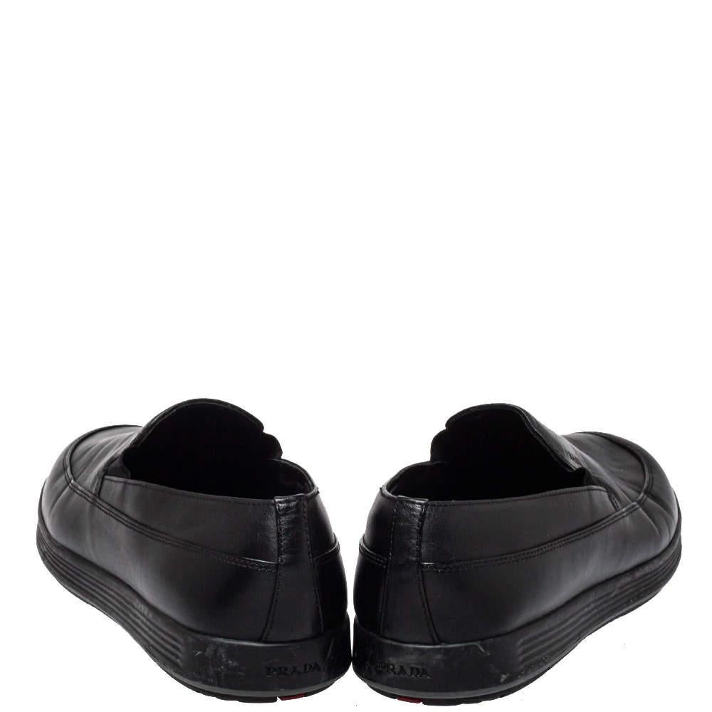 Prada Sport Black Leather Slip On Loafers Size 40 1