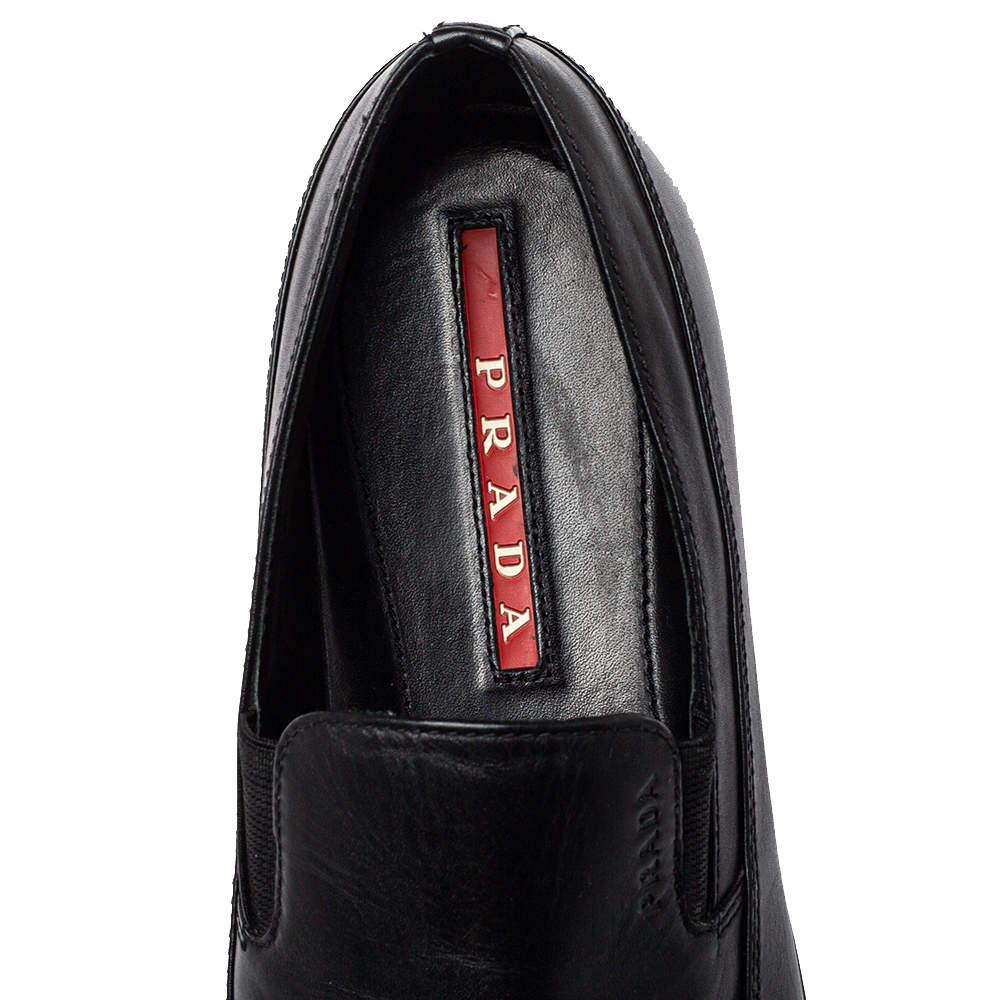 Prada Sport Black Leather Slip On Loafers Size 40 3