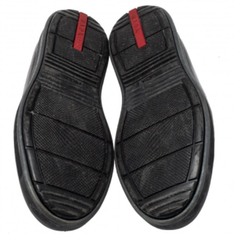 Prada Sport Black Leather Slip On Loafers Size 40 For Sale 3