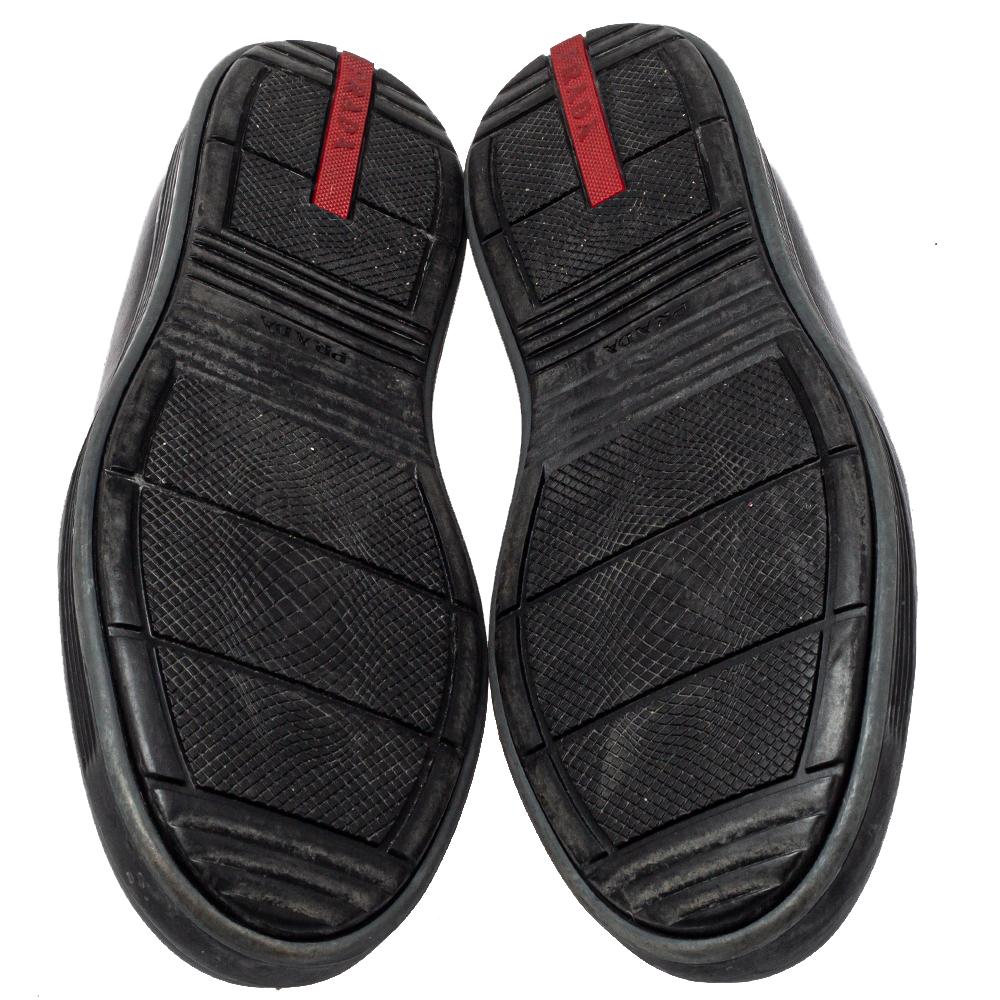 Prada Sport Black Leather Slip On Loafers Size 40 For Sale 1