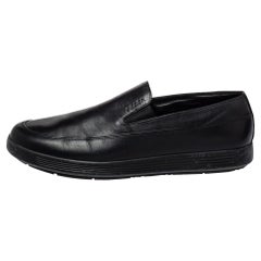 Used Prada Sport Black Leather Slip On Loafers Size 40