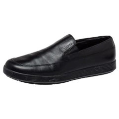 Prada Sport Black Leather Slip On Loafers Size 40