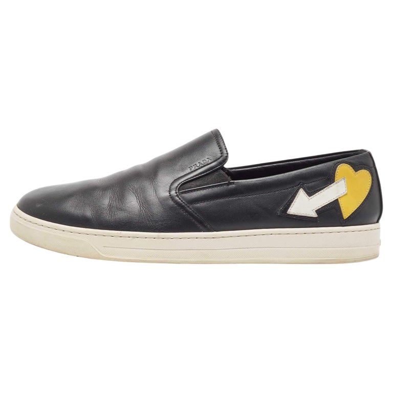 Prada Sport Black Leather Slip On Sneakers Size at 1stDibs