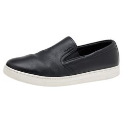 Prada Sport Black Leather Slip On Sneakers Size 42.5