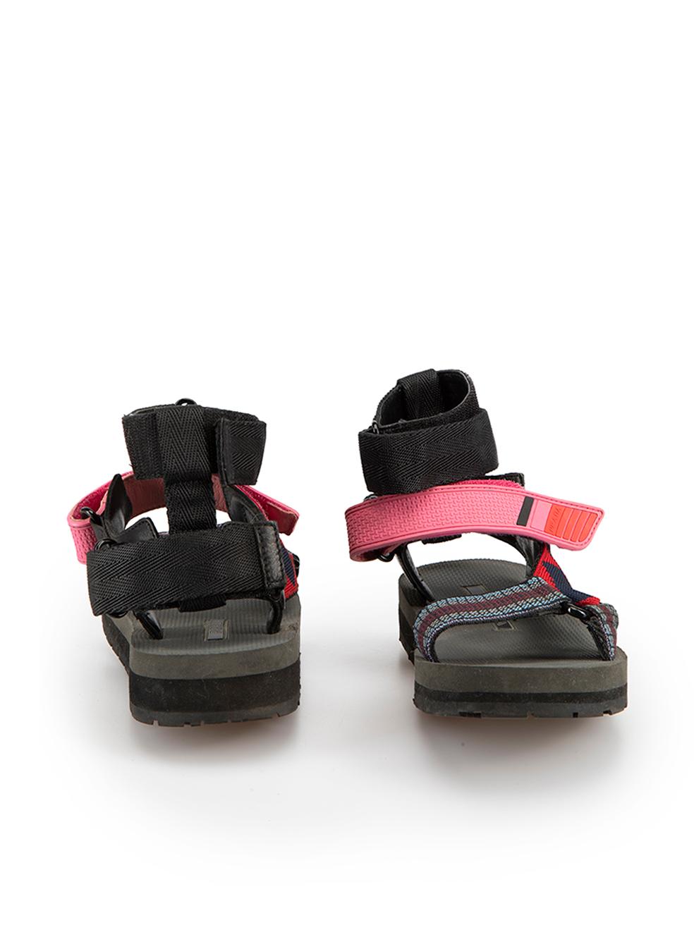 Prada Sport Black Linea Rossa Printed Grip-Strap Sandals Size IT 36 In Good Condition In London, GB