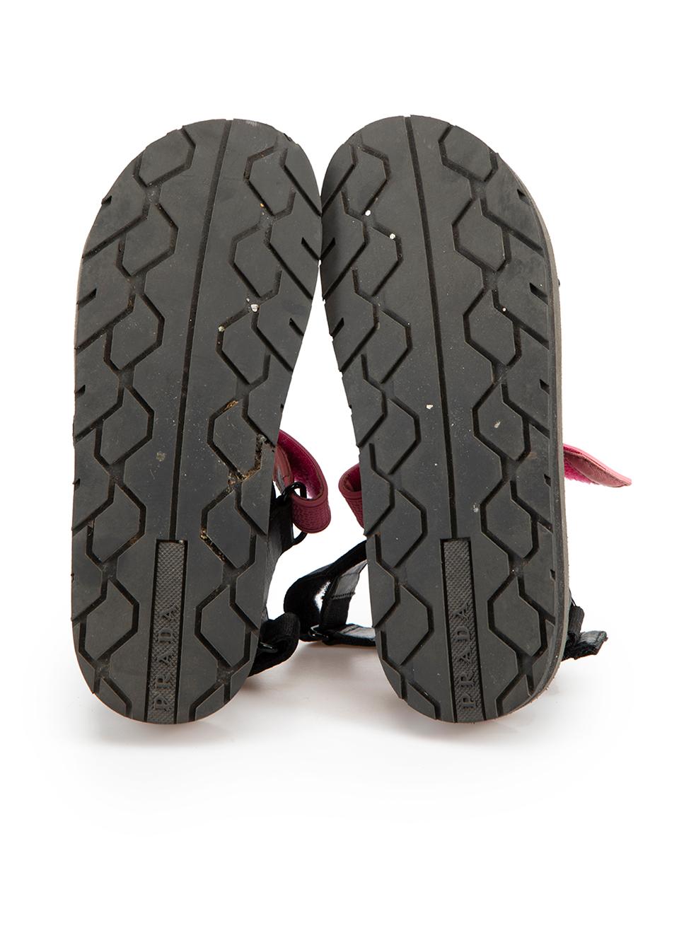 Women's Prada Sport Black Linea Rossa Printed Grip-Strap Sandals Size IT 36