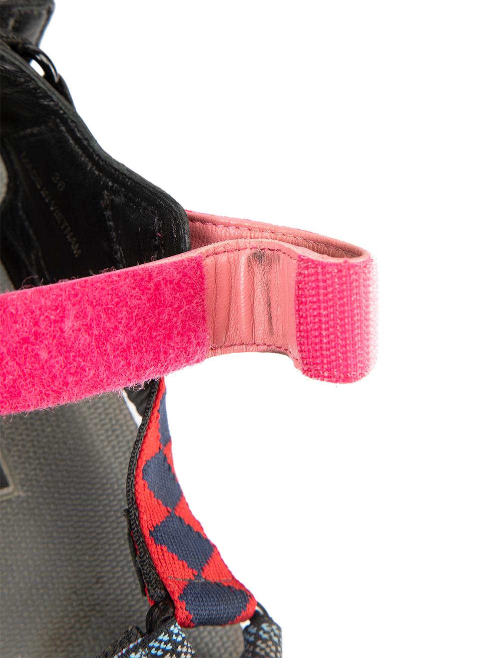 Prada Sport Black Linea Rossa Printed Grip-Strap Sandals Size IT 36 2