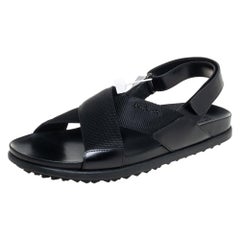 Prada Sport Black Nylon And Leather Flat Slingback Sandals Size 40