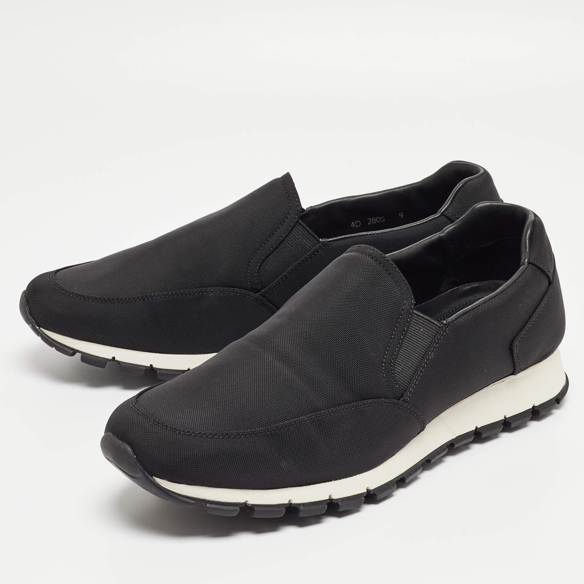 Prada Sport Black Nylon Slip On Sneakers Size 43 For Sale 4