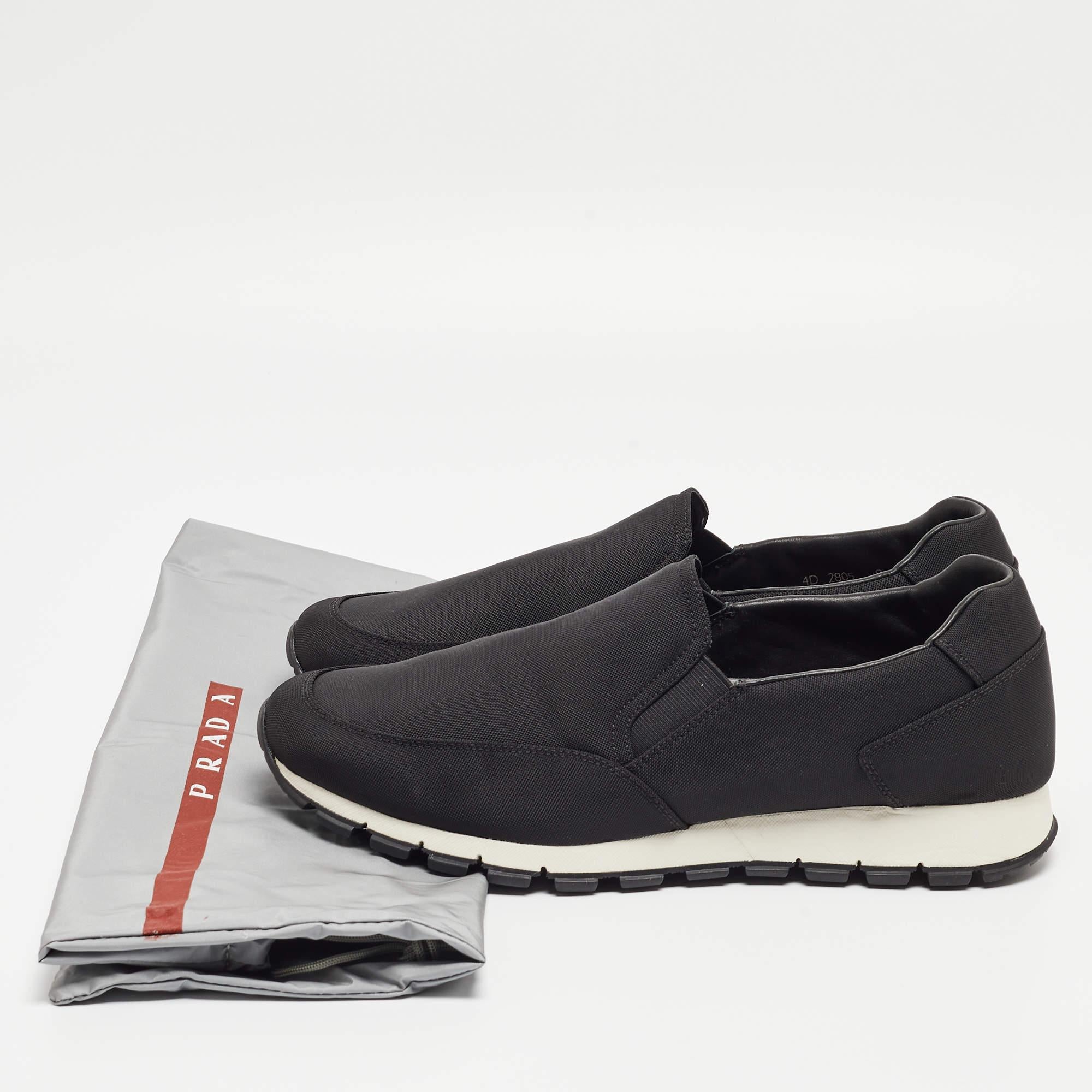 Prada Sport Black Nylon Slip On Sneakers Size 43 For Sale 5