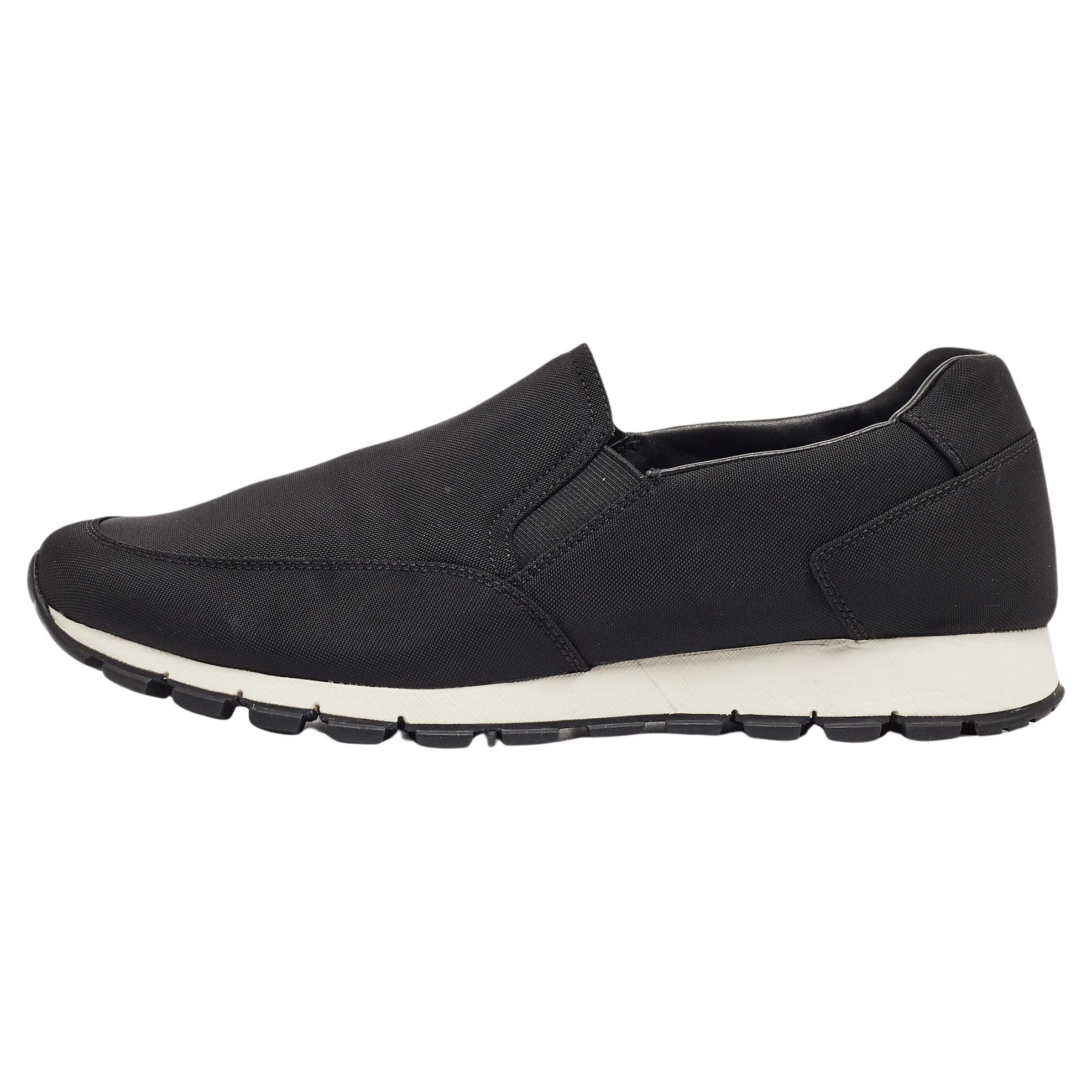 Prada Sport Black Nylon Slip On Sneakers Size 43 For Sale