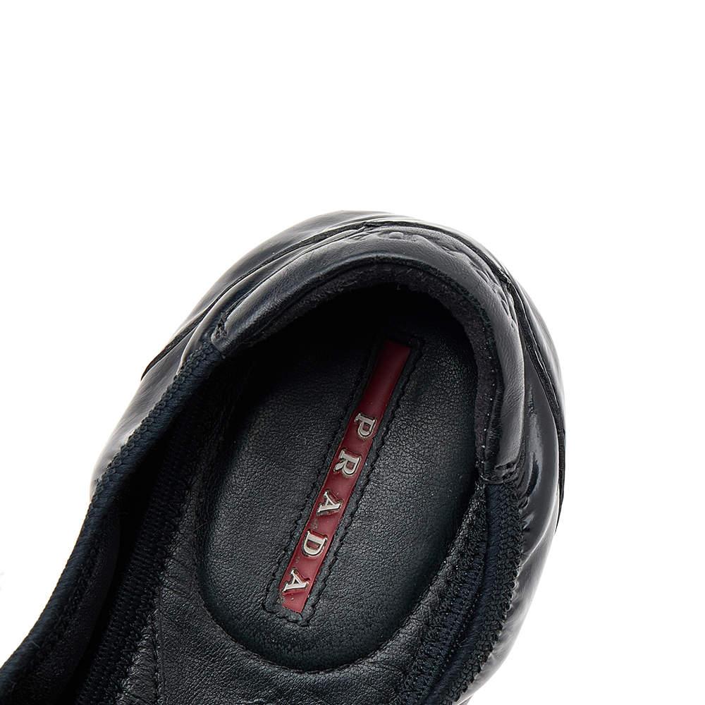 Prada Sport Black Patent Leather Lace Up Ballet Flats Size 36.5 3