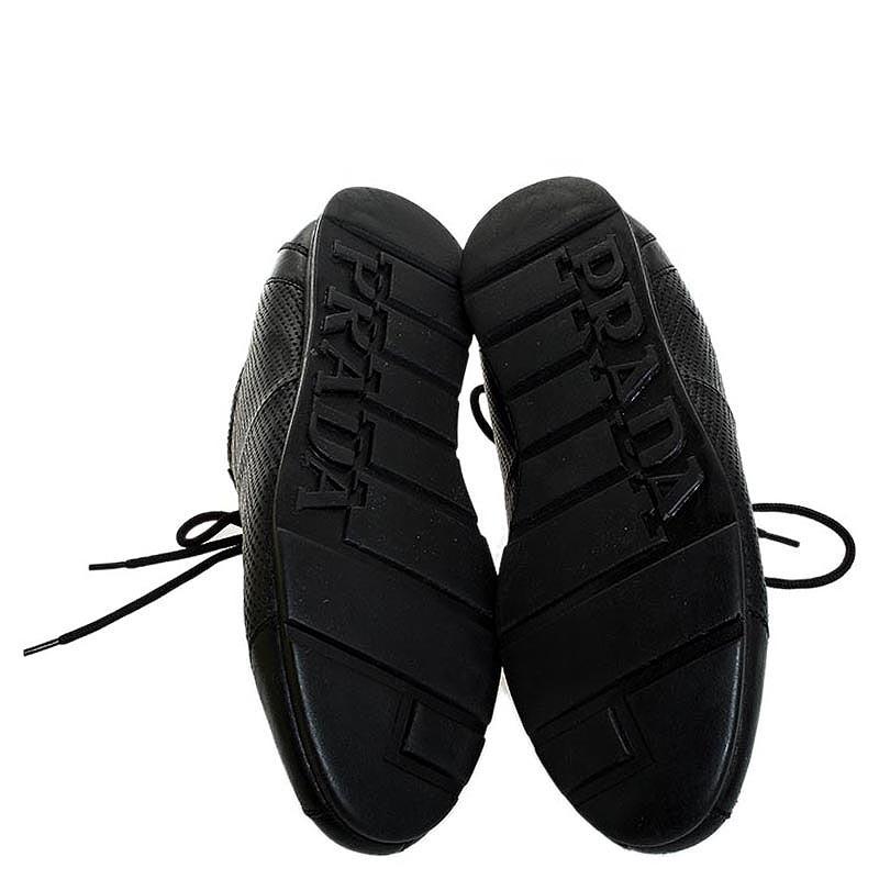 Prada Sport Zapatillas bajas con cordones de cuero negro perforado talla 41.5 2