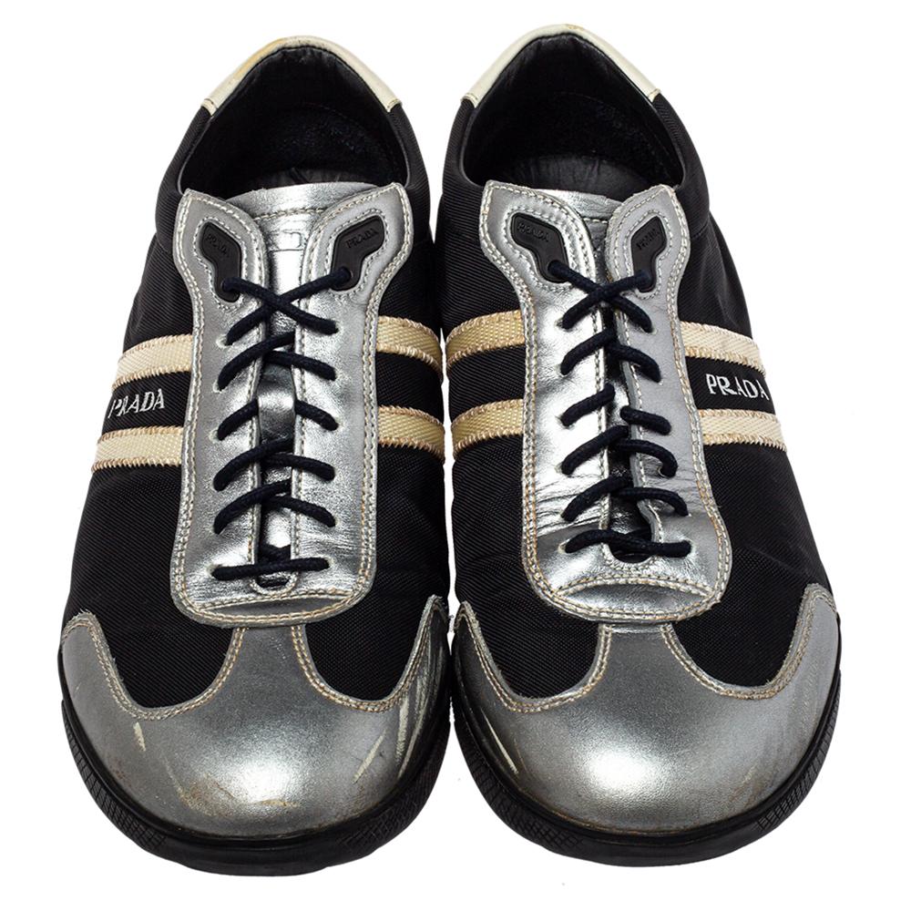 black and silver prada sneakers