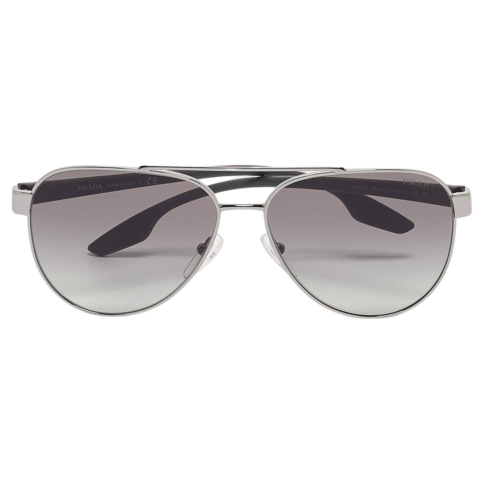 Prada Sport Black SPS 54T Aviator Sunglasses For Sale